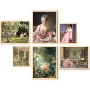ALAYRA French Victorian Decor - 12x16 Baroque Pictures, Vintage Art Prints Antique Lady Portrait, Maximalist Decor Victorian Painting Regency Gallery Wall Poster for Bedroom (UNFRAMED) 01