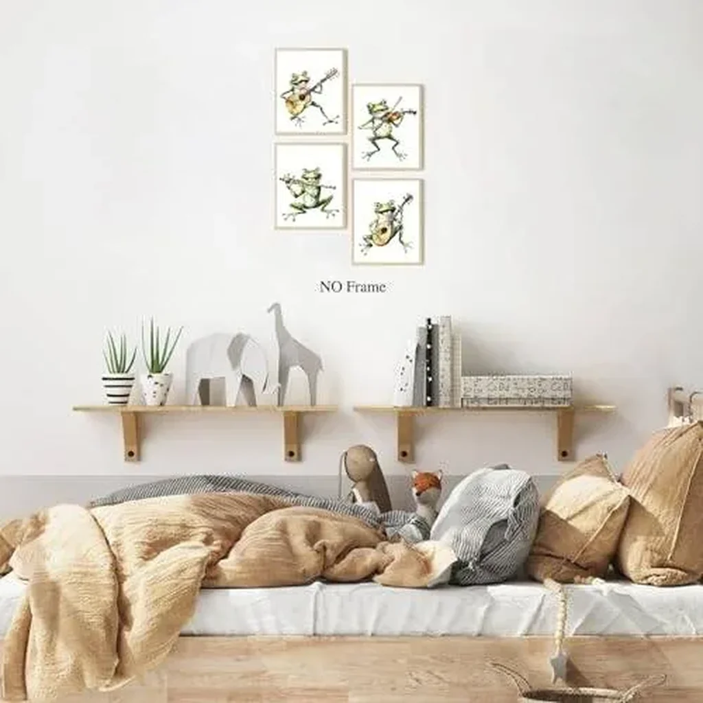 ALAYRA Frog Poster, Funny Cute Music Frog Decoration Art Poster for Living Room Bedroom Children's Room Decoration Room Home Decoration, Gift Set of 4 (8''x10'', Unframed) 01 - Image 5