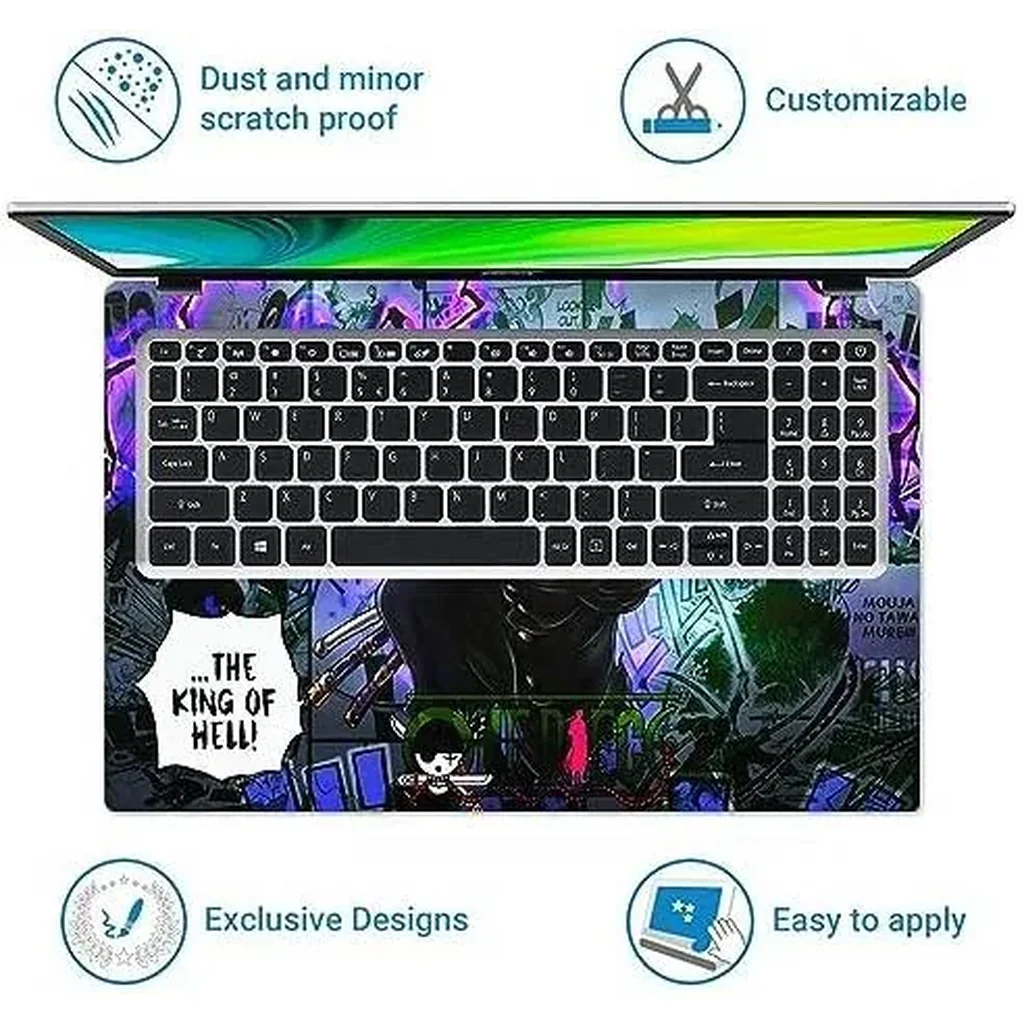 ALAYRA Full Body Laptop Skin Upto 15.6 inch Sticker Compatible for Dell/HP/Lenovo/Acer/Sony All Laptop Size Upto 14 to 15.6 Inch - The King of Hell Anime 01 - Image 3
