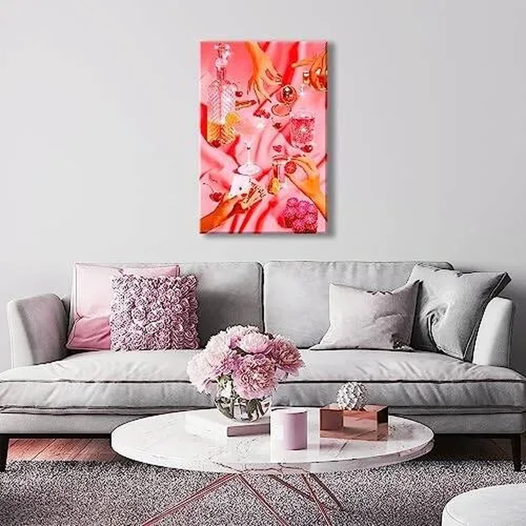 ALAYRA Funky Canvas Wall Art Groovy Poster Print Poker Night Preppy Pictures Trendy Retro Wall Art Home Decor for Living Room Bar Cart 12 x 16 in Unframed 01 - Image 5
