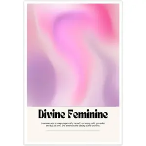 ALAYRA Funky Pink Aura Poster - Divine Feminine Gradient Energy Spirituality Canvas Wall Art - Vintage Trendy Girly Inspirational Quotes Preppy Wall Decor for Dorm Bedroom 16x24in Unframed 01