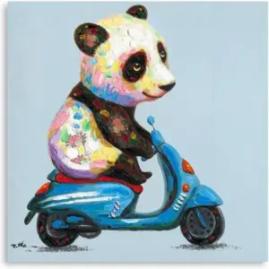 ALAYRA Funny Baby Panda Wall Art Cute Animal Painting Prints on Canvas for Children's room, Bedroom, Living room, Kitchen, Bathroom Decor Unframed 12x12 inch 01
