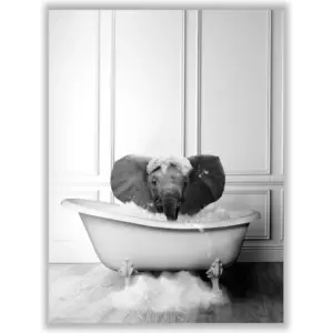 ALAYRA Funny Bathroom Cute Baby Elephant Decor Poster Unframed (12 x 16 Inch) Bathroom Wall Decor, Black and White Bathroom Decor, Cute Baby Elephant Pictures Funny Bathroom Modern Cute Chic Cool Uniq