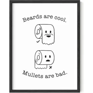 ALAYRA Funny Bathroom Decor & Bathroom Prints - by Funny Bathroom Signs & Funny Wall Decor Bathroom Humor Wall Decor Fun Bathroom Signs Decor Funny 12" x 16" UNFRAMED (Beard/Mullet) 01