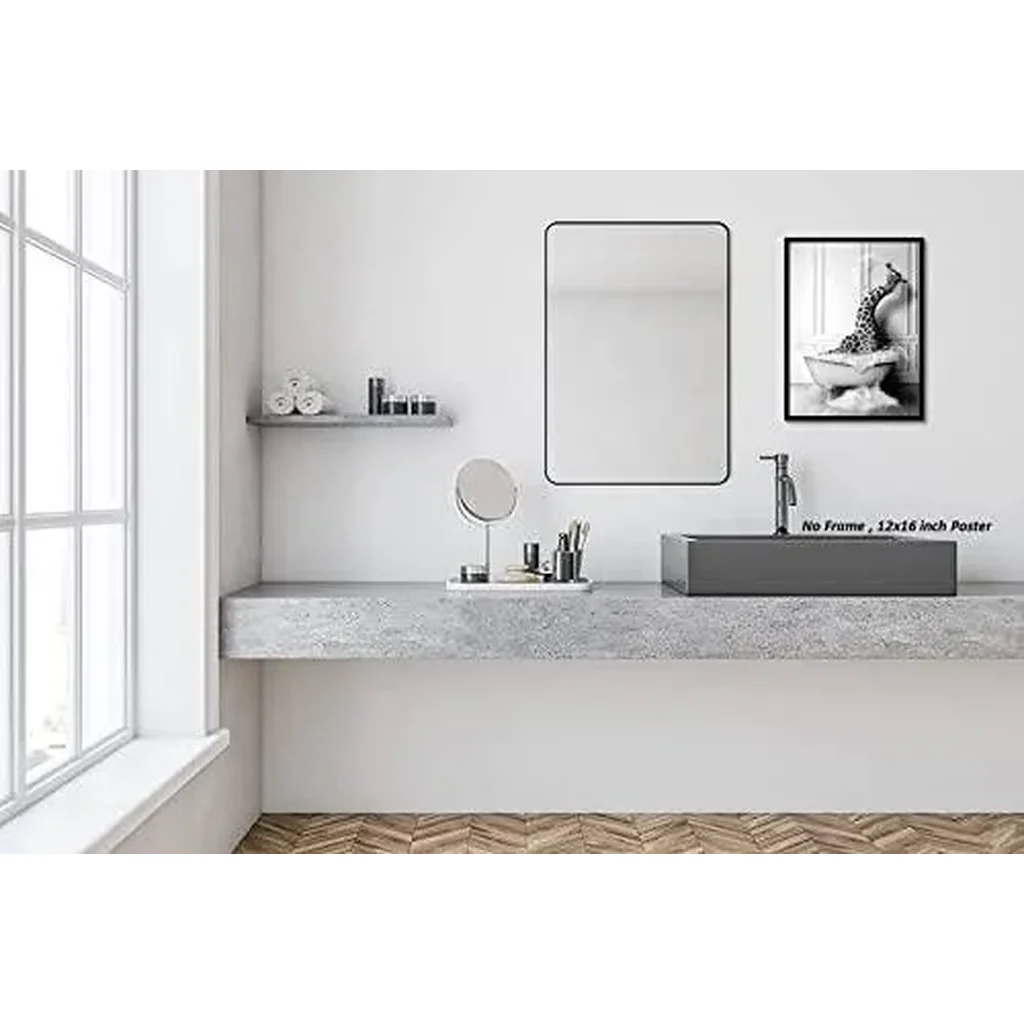 ALAYRA Funny Bathroom Decor Giraffe Animals Bathtub PosterUnframed (12 x 16 Inch) Bathroom Wall Decor, Black and White Bathroom Decor, Giraffe Wall Art Photo Pics Poster Funny Bathroom Modern Cute Chi - Image 5