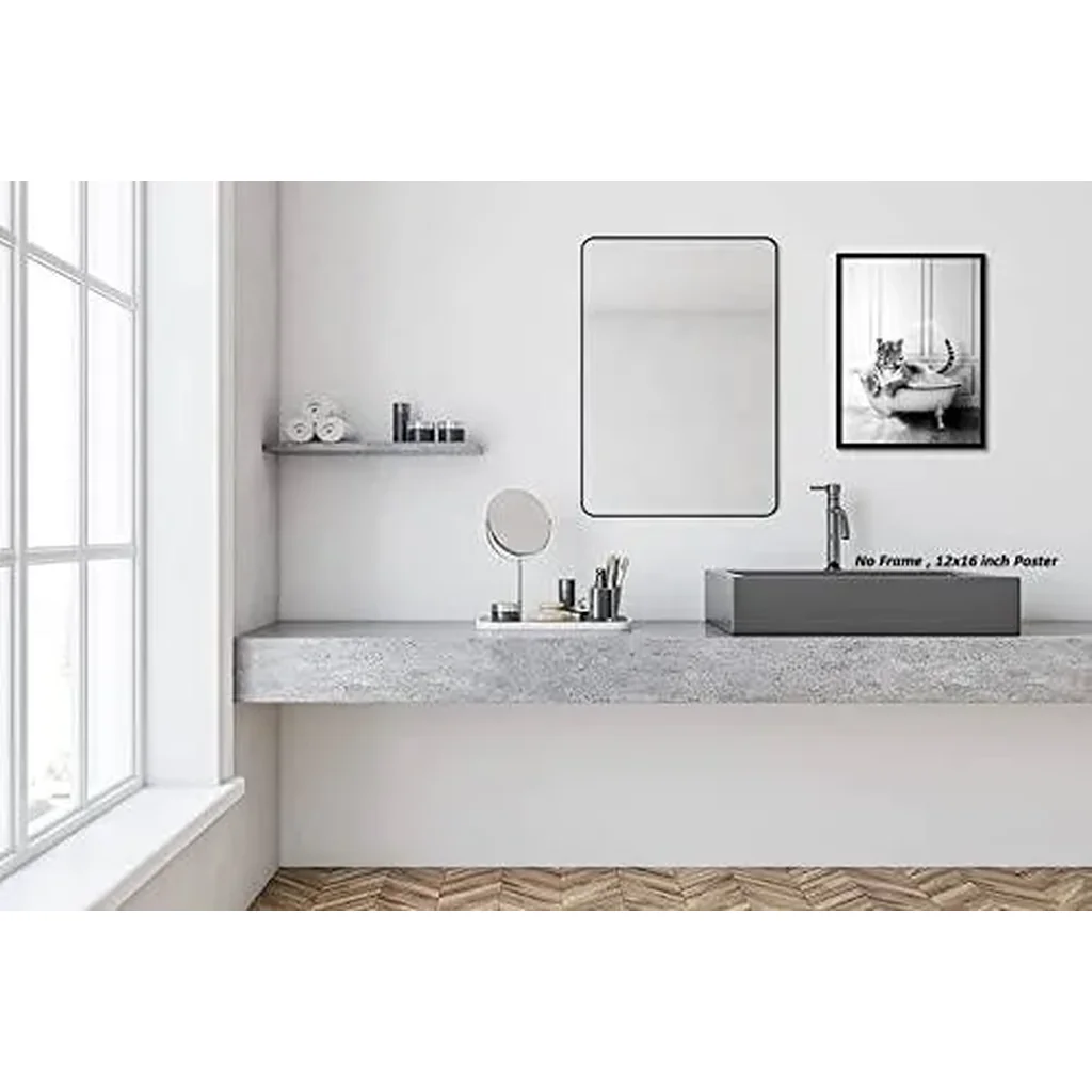 ALAYRA Funny Bathroom Decor Tiger Animals Bathtub PosterUnframed (12 x 16 Inch) Bathroom Wall Decor, Black and White Bathroom Decor, Tiger Wall Art Photo Pics Poster Funny Bathroom Modern Cute Chic Co - Image 7