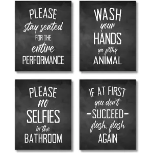 ALAYRA Funny Bathroom Decor Wall Art Prints (UNFRAMED 8 x 10) Restroom Powder Room Wash Laundry Room Hip Hop Wall Decor Signs Posters (Wash Your Hands - Black Chalkboard) 01