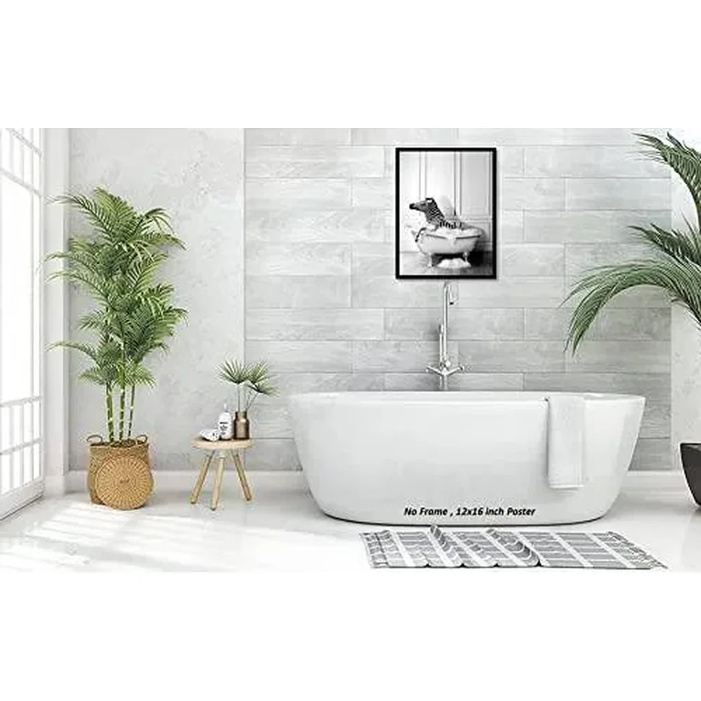ALAYRA Funny Bathroom Decor Zebra Animal Bathtub PosterUnframed (12 x 16 Inch) Bathroom Wall Decor, Black and White Bathroom Decor, Zebra Print Poster Photos Picture Pics Wall Art Funny Bathroom Moder - Image 6