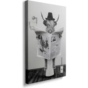 ALAYRA Funny Bathroom Highland Cow Canvas Wall Art (12x16 Inches) 01