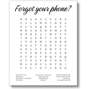 ALAYRA Funny Bathroom Puzzle Wall Art Print (One UNFRAMED 8 x 10) Restroom Powder Room Wash Room Wall Decor Signs Posters (Bathroom Word Search - White) 01