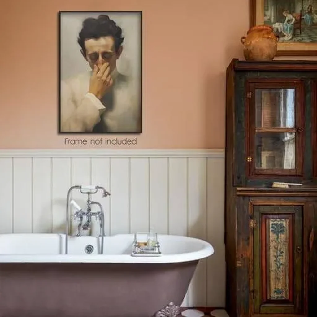 ALAYRA Funny Bathroom Wall Art, Vintage Funny Bathroom Poster Classical Boy with Clothespin, Humor Amusing Toilet Art Pinching Nose Funny Wall Decor 12x16in Unframed 01 - Image 3