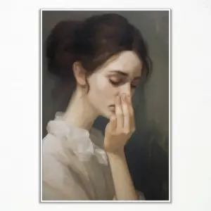 ALAYRA Funny Bathroom Wall Art, Vintage Funny Bathroom Poster Classical Painting Bathroom Canvas Wall Art, Humor Amusing Toilet Art Pinching Nose Funny Wall Decor 12x16in Unframed 01