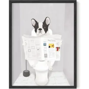 ALAYRA Funny Dog Bathroom Decor - Funny Bathroom Decor Wall Art, Dog Bathroom Wall Art and Animal Poster, Dog Bathroom Signs and Funny Bathroom Art UNFRAMED (12x16) 01