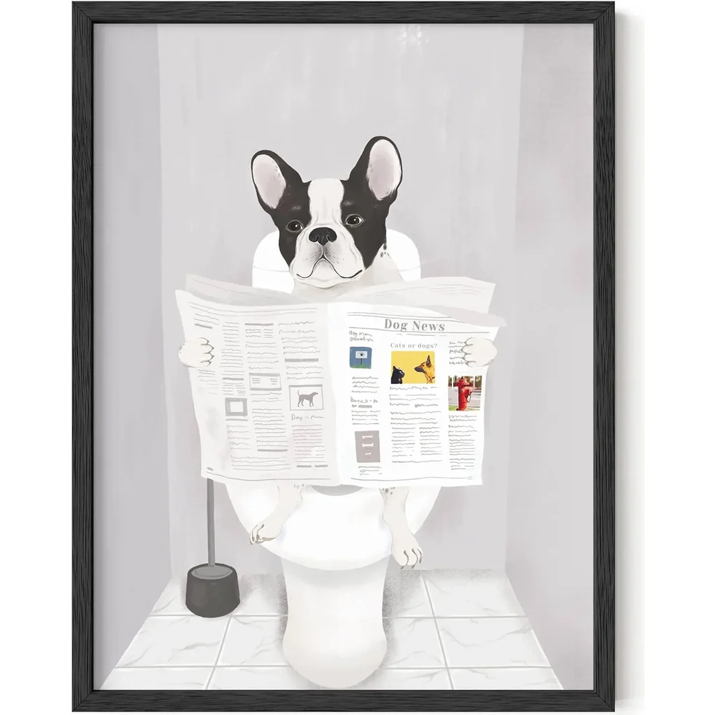 ALAYRA Funny Dog Bathroom Decor - Funny Bathroom Decor Wall Art, Dog Bathroom Wall Art and Animal Poster, Dog Bathroom Signs and Funny Bathroom Art UNFRAMED (12x16) 01 - Image 3