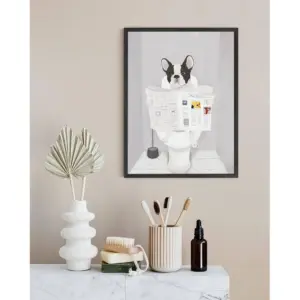 ALAYRA Funny Dog Bathroom Decor - Funny Bathroom Wall Art of Dog PosterWall Art and Animal Posters Dog Bathroom Signs and Funny Bathroom Art UNFRAMED (12x16) 01