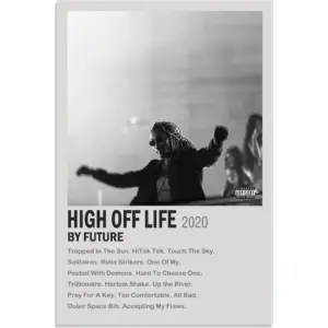 ALAYRA Future Poster High Off Life Album Cover Wall Art Canvas for Office Decor Unframed 12" x 18" 01