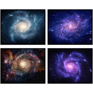 ALAYRA Galaxy Wall Art, Outer Space Decor Posters - Set of 4 (8x10in) Galaxy Artwork, Nebula Galaxy Starlight Pictures for Living Room, - Outer Space Pictures, Galaxy Poster - Unframed 01