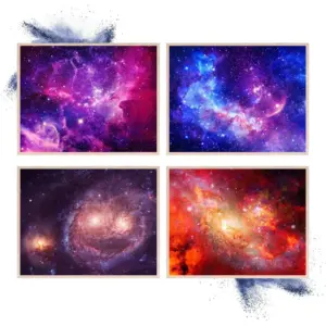 ALAYRA Galaxy Wall Art, Space Art Prints & Outer Space Decor - Set of 4 (8x10") Galaxy Art Wall Decor, Galaxies Poster, Space Painting - Space Pictures Wall Decor, Teenage Posters for Boys - Unframed