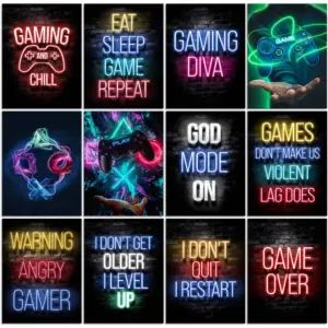 ALAYRA Gamer Room Decor Gaming Decor for Boys Room, Video Game Room Decor Posters, 12pcs (Unframed, 8x10inch) 01