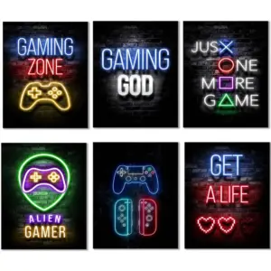 ALAYRA Gamer Room Decor Posters for Boys Video Game Wall Art Fashion Gaming Posters for Game Room (Unframed, 8x10 Inch, 6 Pieces) 01