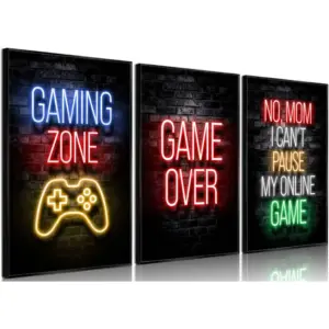 ALAYRA Gaming Posters Canvas Wall Art Decor, Teen Game Room Decor, Gamer Wall Decor - 12"X16" Unframed Set of 3 01