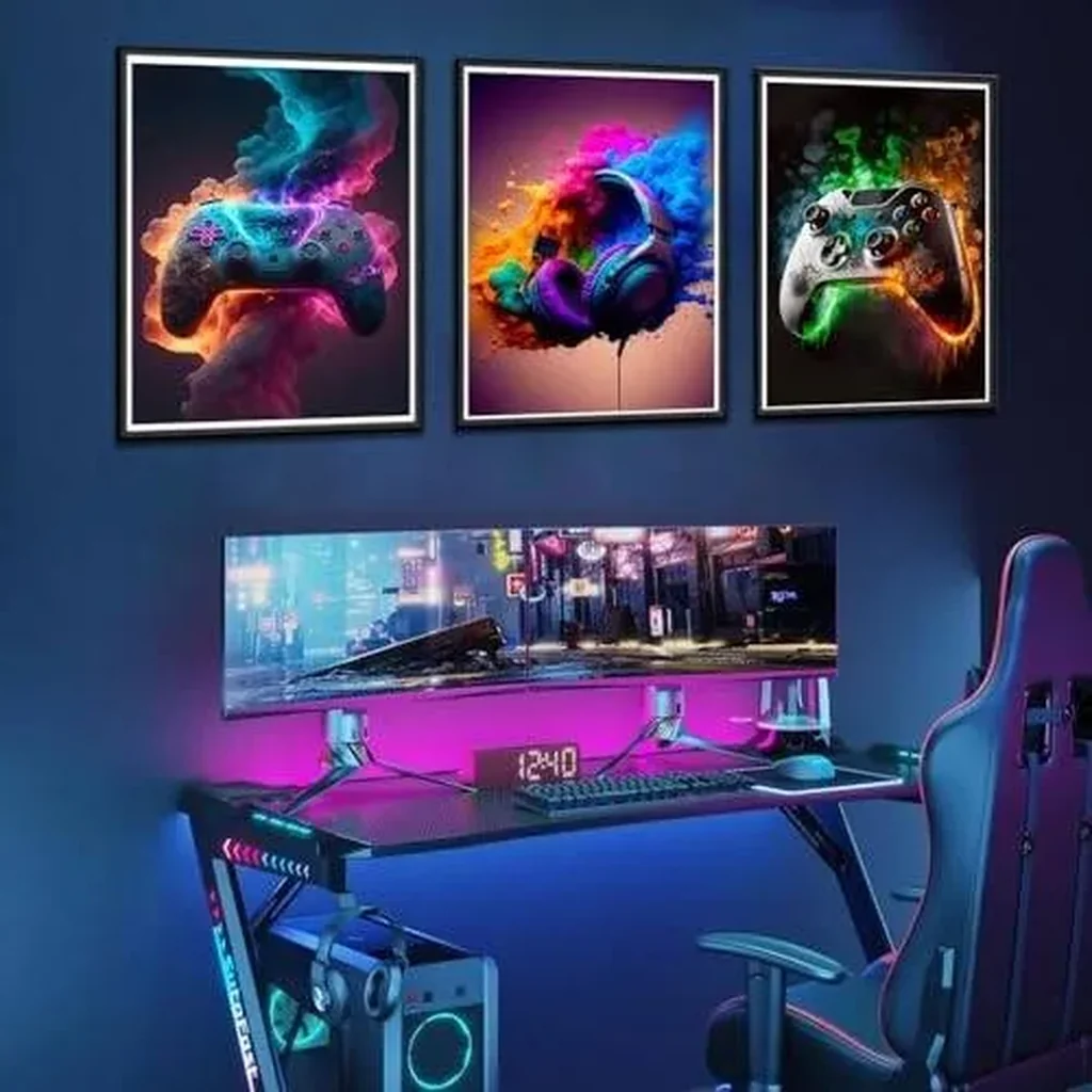 ALAYRA Gaming Room Decor - Wall Art Set of 3, Video Gaming Theme, Unframed 12x16in Canvas Posters for Teen Boys Room 01 - Image 3