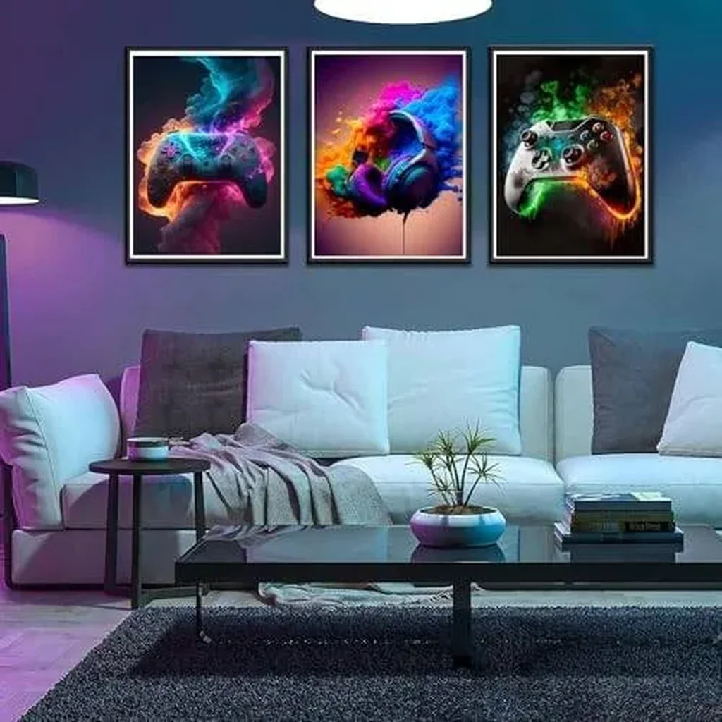 ALAYRA Gaming Room Decor - Wall Art Set of 3, Video Gaming Theme, Unframed 12x16in Canvas Posters for Teen Boys Room 01 - Image 4