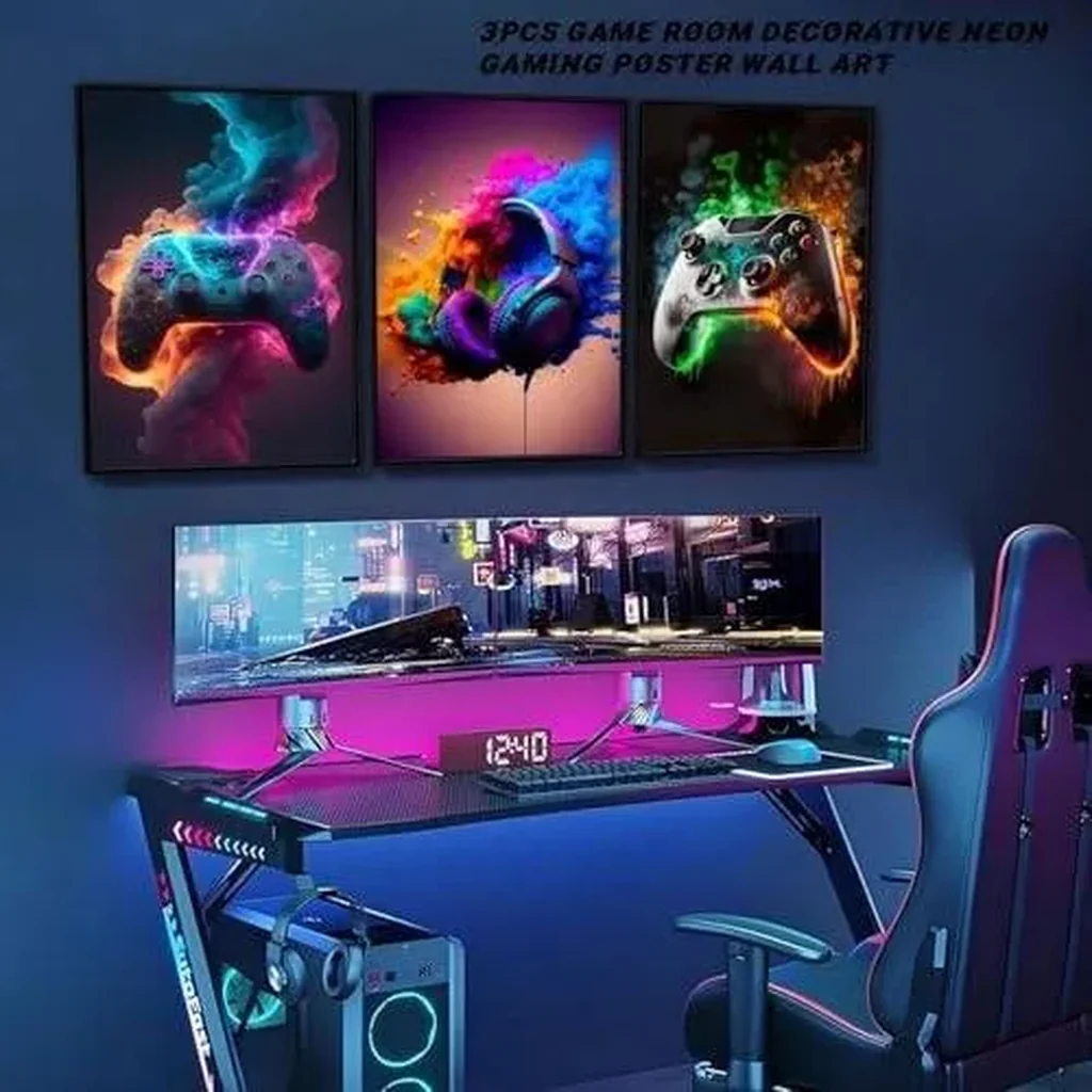 ALAYRA Gaming Room Decor - Wall Art Set of 3, Video Gaming Theme, Unframed 12x16in Canvas Posters for Teen Boys Room 01 - Image 5