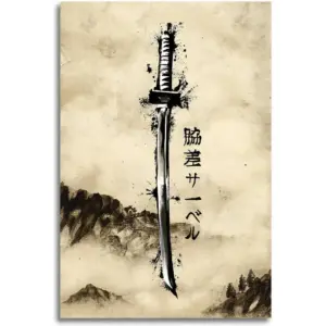 ALAYRA Geisha Japanese Bushido Samurai Warrior Canvas Wall Art Poster Prints Picture Decoration for Living Room Bedroom Unframed 16 x24 inches 01