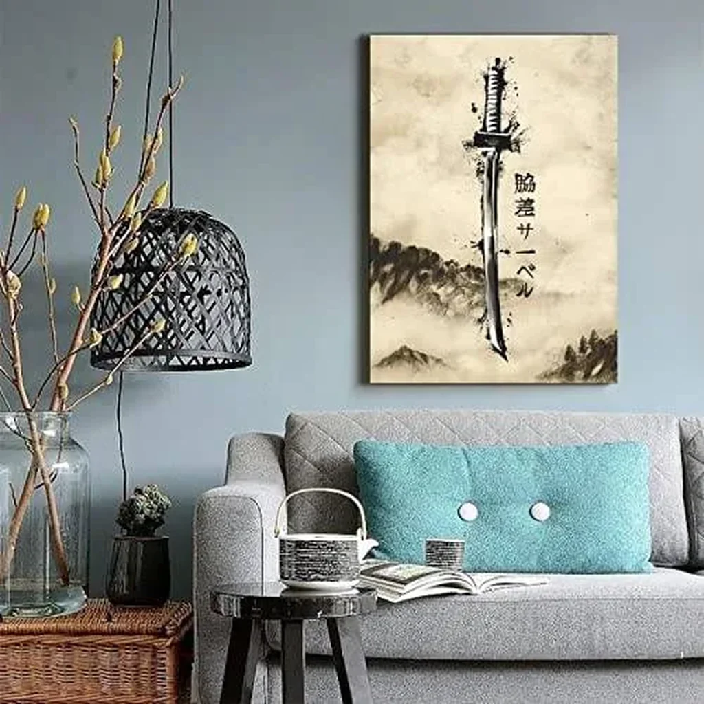 ALAYRA Geisha Japanese Bushido Samurai Warrior Canvas Wall Art Poster Prints Picture Decoration for Living Room Bedroom Unframed 16 x24 inches 01 - Image 2