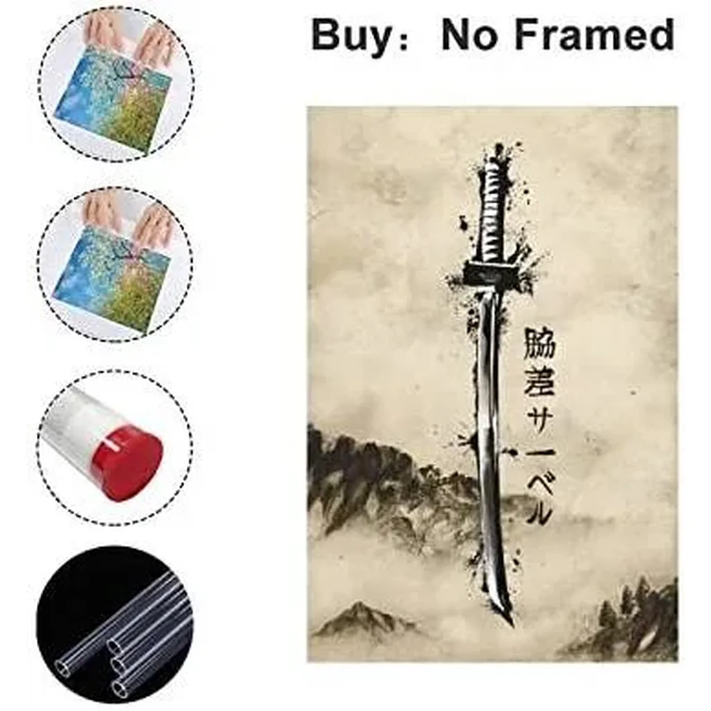 ALAYRA Geisha Japanese Bushido Samurai Warrior Canvas Wall Art Poster Prints Picture Decoration for Living Room Bedroom Unframed 16 x24 inches 01 - Image 4