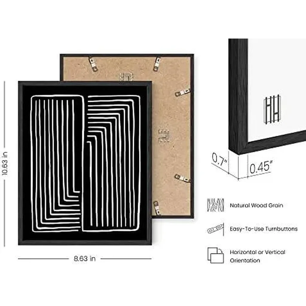 ALAYRA Geometric Wall Art - Set of 4 Black and White Posters For Room Aesthetic, Modern Abstract Wall Art, Minimalist Art Wall Decor, Large Black and White Wall Art, (8x10, Unframed) 01 - Image 2