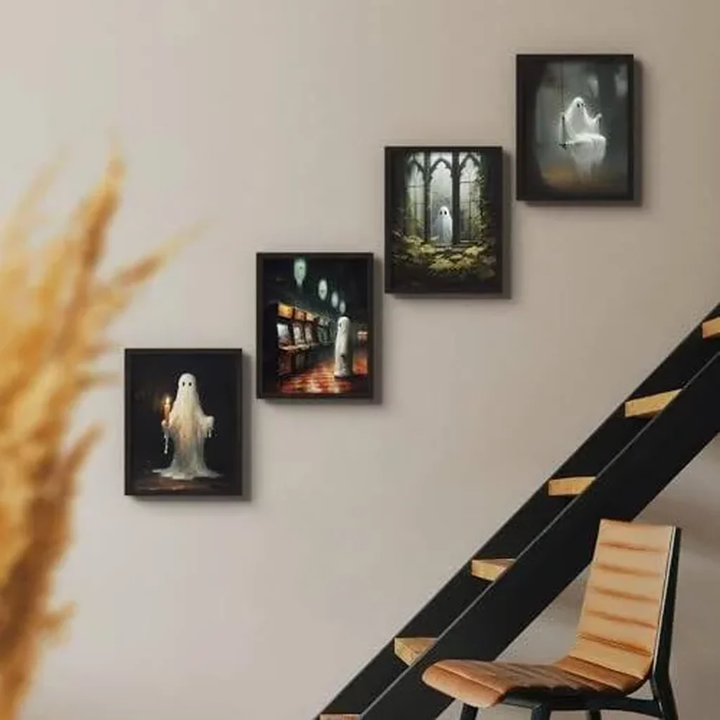 ALAYRA Ghost Poster Halloween Wall Art 8x10 Unframed Halloween Prints - Halloween Pictures Wall Decor, Ghost Wall Art, Halloween Poster, Halloween Art - Spooky Wall Art - Ghost Wall Decor, Ghost Paint - Image 3