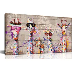 ALAYRA Giraffe Pictures Wall-decor - Graffiti Canvas Wall Art - Kids Room Wall Decor Ready To Hang Size 40" x 20" 01