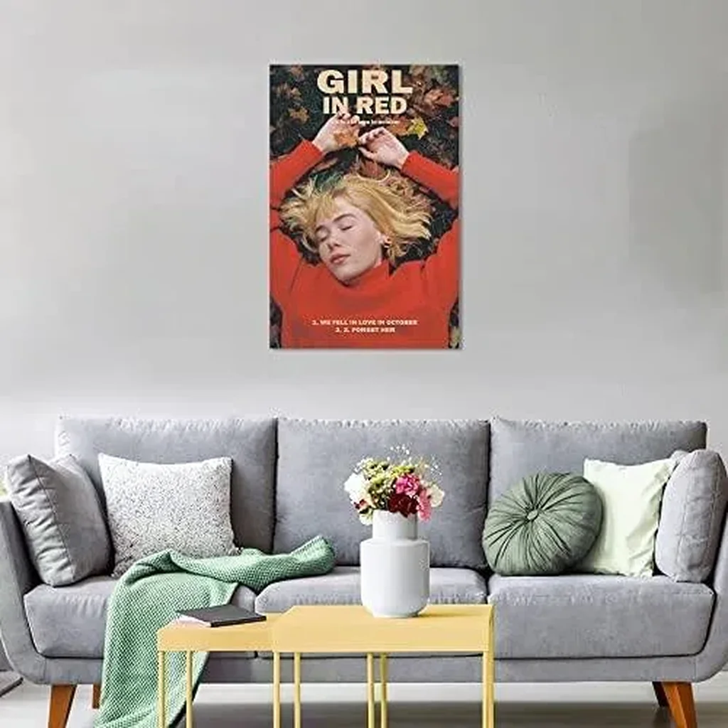 ALAYRA Girl in Red Poster We Fell in Love in October Music Poster Wall Art Canvas for Office Decor Unframed 16" x 24" 01 - Image 2