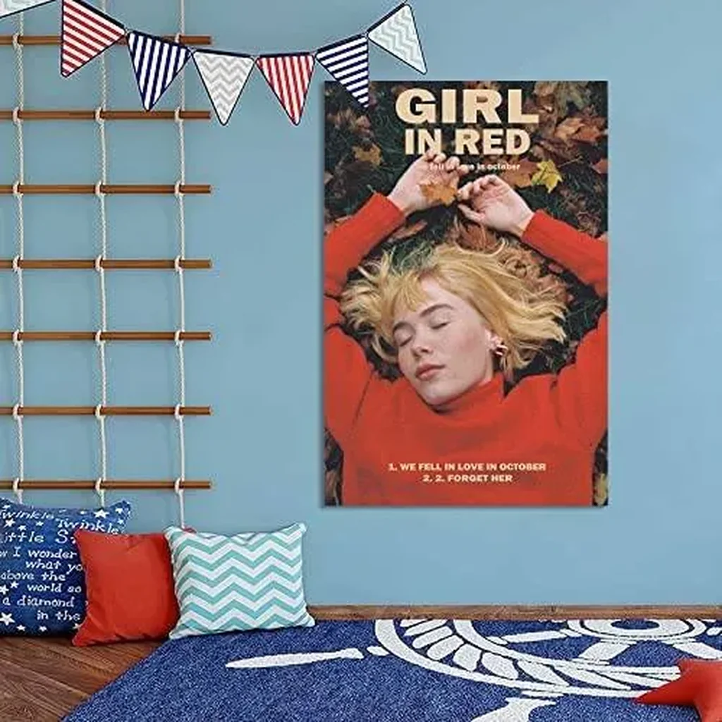 ALAYRA Girl in Red Poster We Fell in Love in October Music Poster Wall Art Canvas for Office Decor Unframed 16" x 24" 01 - Image 4