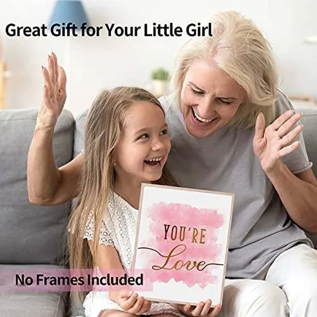 ALAYRA Girls Room Decor Posters, Kids Rooms Wall Art, Girls Room Wall Decor, Posters for Teen Girl, Girl's Wall Decor Prints for Bedroom, Nursery Rooms, Playroom (Set of 6, 8X10 Inch, Unframed) 01 - Image 4
