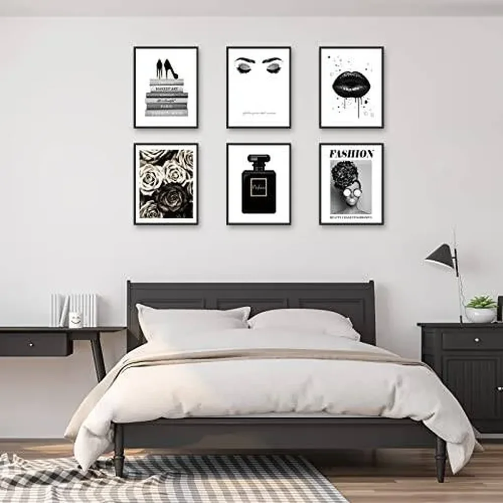 ALAYRA Glam Black Gray Fashion Wall Decor Girls Room Decor Wall Art Pints Silver Perfume Book High Heels Flowers Posters Prints Bedroom Office Decor (11"x14" UNFRAMED) 01 - Image 5
