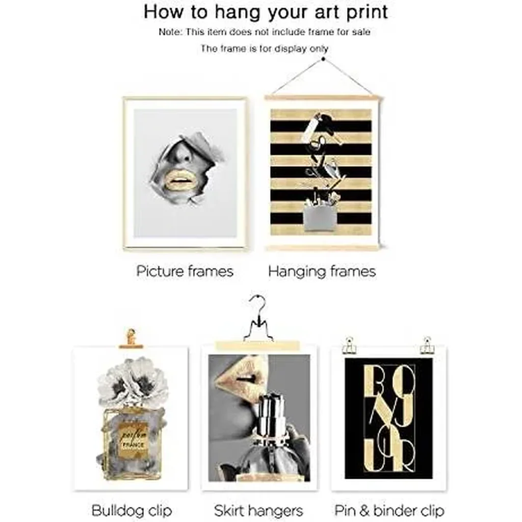 ALAYRA Glam Gold Fashion Wall Decor Set of 6 Girls Room Canvas Pictures Art Perfume Lady Makeup Tool Stylish and Quote Prints Posters Bedroom Decor for Women (8x10 in Unframed) 01 - Image 2