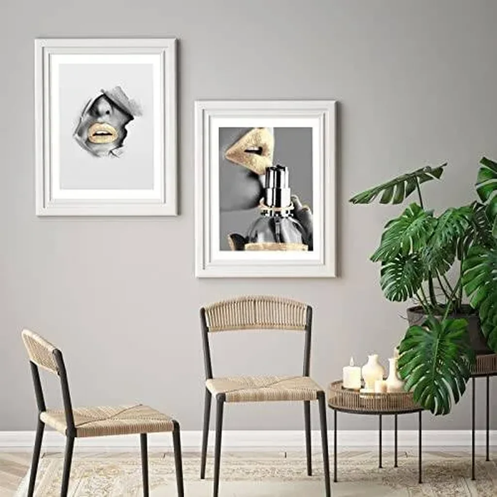 ALAYRA Glam Gold Fashion Wall Decor Set of 6 Girls Room Canvas Pictures Art Perfume Lady Makeup Tool Stylish and Quote Prints Posters Bedroom Decor for Women (8x10 in Unframed) 01 - Image 6