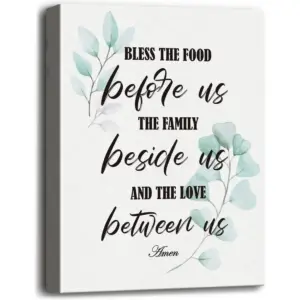 ALAYRA God Bless the Food Before Us Poster Canvas Wall Art Decor, Canvas Prints Poster Wall Art for Living Room Home Decor, Lord Bless this Food Wall Decor, Gift for Family, Christian Size 12x15 01