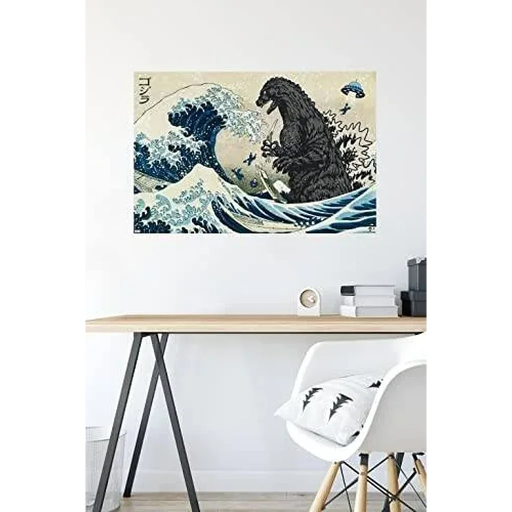 ALAYRA Godzilla - Great Wave Wall Poster, 34L x 22.4W, Unframed Version 01 - Image 3