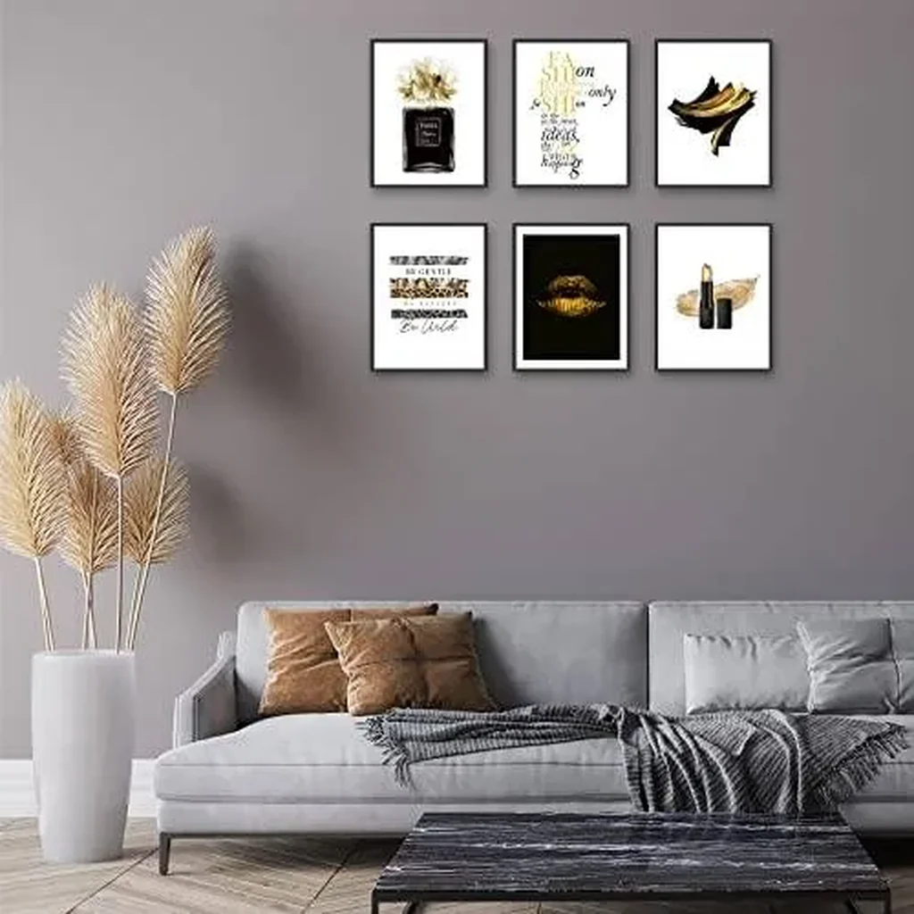 ALAYRA Gorgeous Black and Gold Fashion Art Prints Room Decor Glam Golden Flower Lipstick Perfume Bottle Art Poster Designer Artwork Stylish Quotes & Sayings Home Art Decor (8"x10" UNFRAMED) 01 - Image 6
