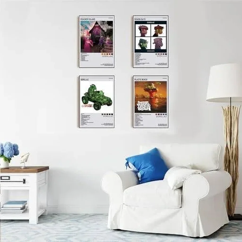 ALAYRA Gorillaz Posters Music Album Cover Posters HD Prints Canvas Wall Art Room Aesthetic Pictures Set of 4 for Living Room Bedroom Music Classroom Posters Girls Wall Decor Art 8x12 inch Unframed 01 - Image 3
