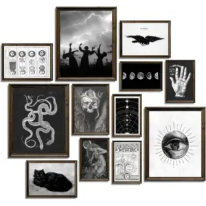 ALAYRA Gothic Home Decor, Aesthetic Witchy Decor, Goth Room Decor, Creepy Art Prints, Halloween Wall Posters, Scary Picture, Spooky Witch Decoration for Home Bedroom (UNFRAMED) 01