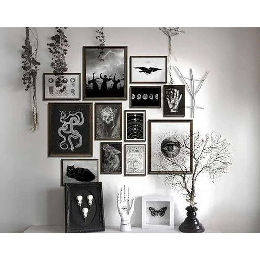 ALAYRA Gothic Home Decor, Aesthetic Witchy Decor, Goth Room Decor, Creepy Art Prints, Halloween Wall Posters, Scary Picture, Spooky Witch Decoration for Home Bedroom (UNFRAMED) 01 - Image 3