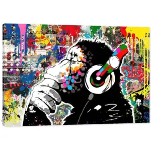 ALAYRA Graffiti Canvas Wall Art - Pop Street Art Canvas Prints for Wall Decor, Cool Graffiti Framed Artwork for Guys Bedroom Man Cave Ready to Hang (12W x18H) 01