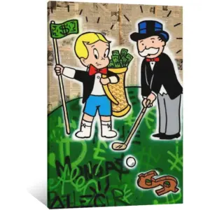 ALAYRA Graffiti Playing Golf Canvas Art Poster and Wall Art Picture Print Modern Family bedroom Decor Posters 16x24inch(40x60cm), Ready to hang 01