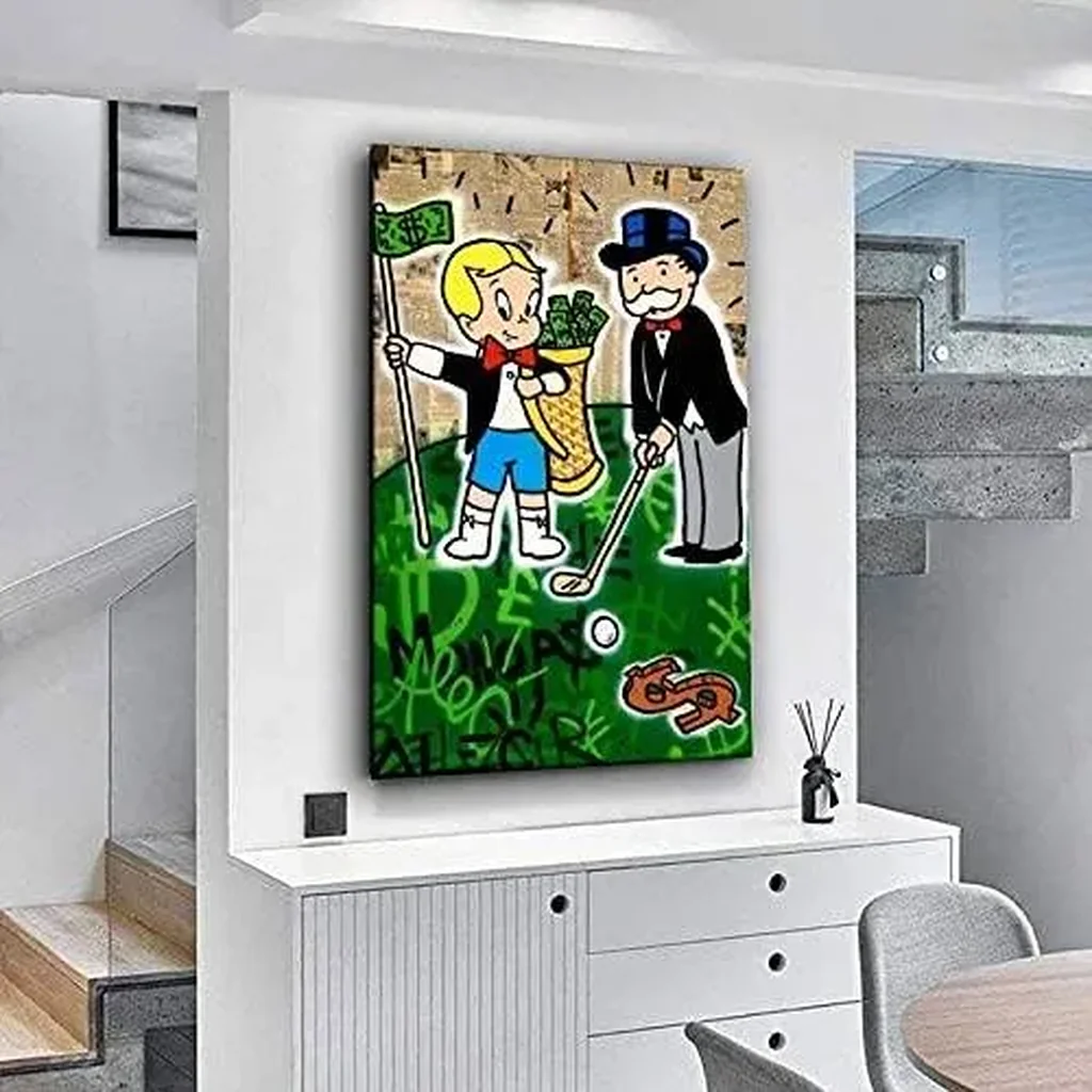 ALAYRA Graffiti Playing Golf Canvas Art Poster and Wall Art Picture Print Modern Family bedroom Decor Posters 16x24inch(40x60cm), Ready to hang 01 - Image 2