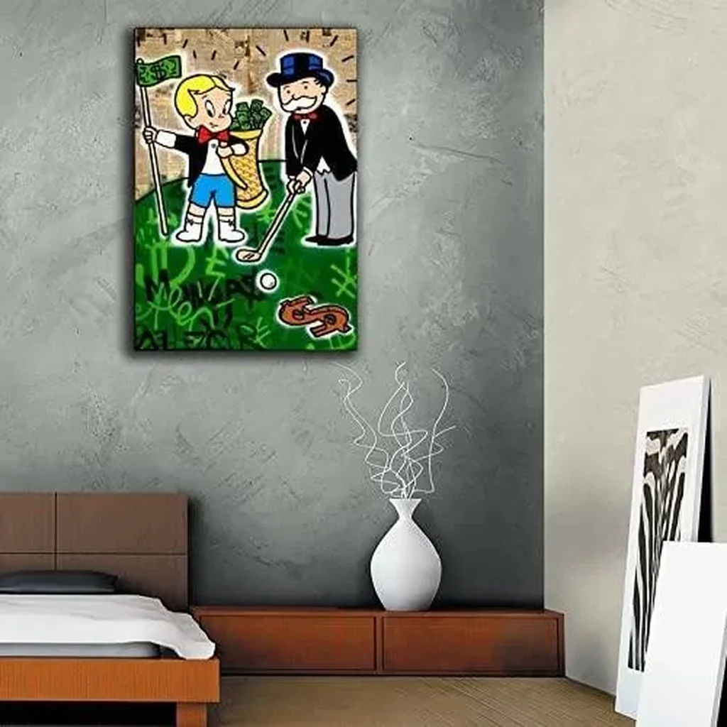 ALAYRA Graffiti Playing Golf Canvas Art Poster and Wall Art Picture Print Modern Family bedroom Decor Posters 16x24inch(40x60cm), Ready to hang 01 - Image 3